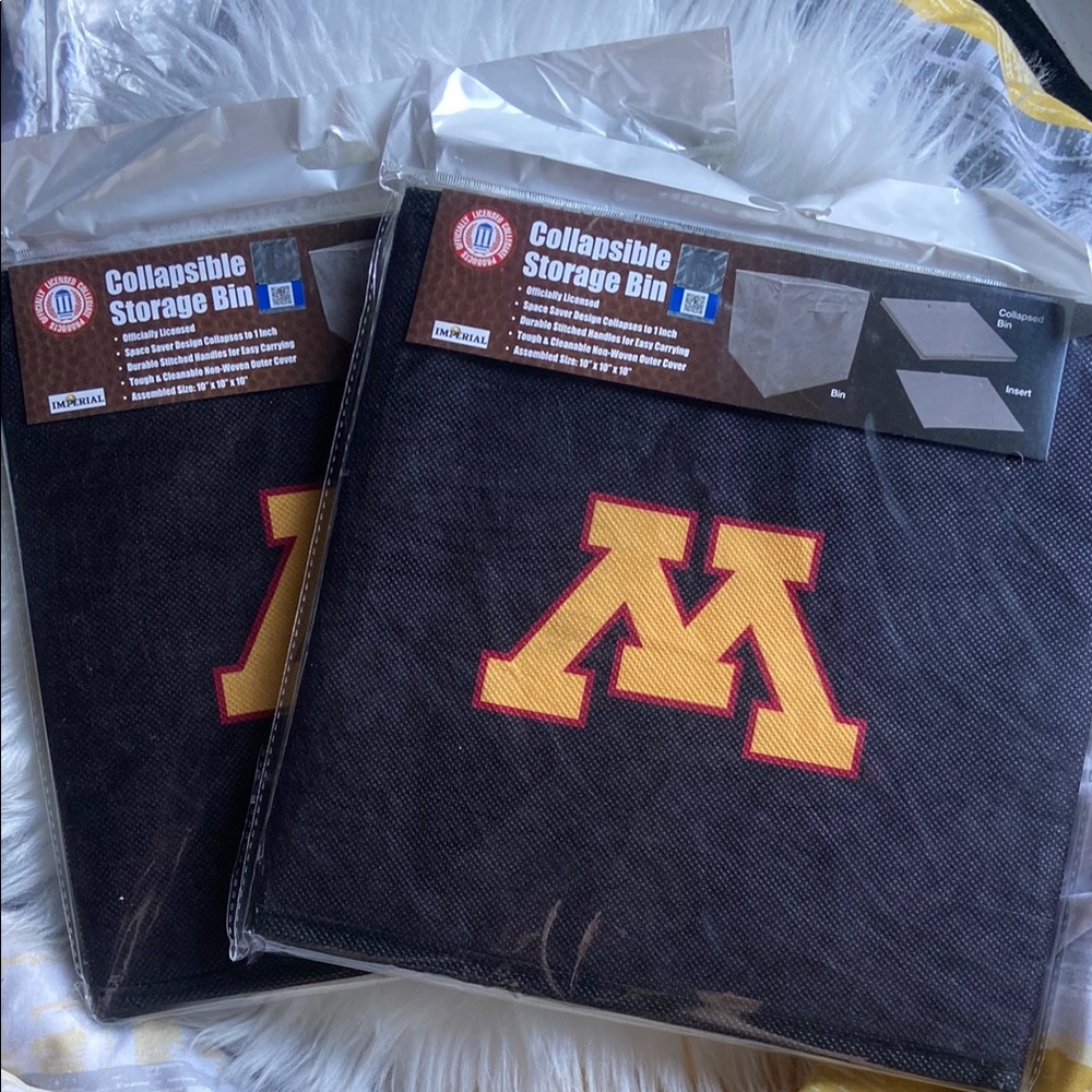 X2 University of Minnesota UMN Black Collapsible Storage Bins